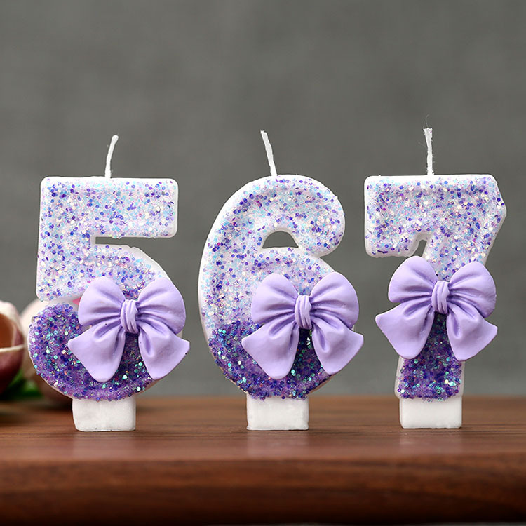 Candle Supplies Usa - Креативная блестящая градиентная фиолетовая свеча-цифра 0-9