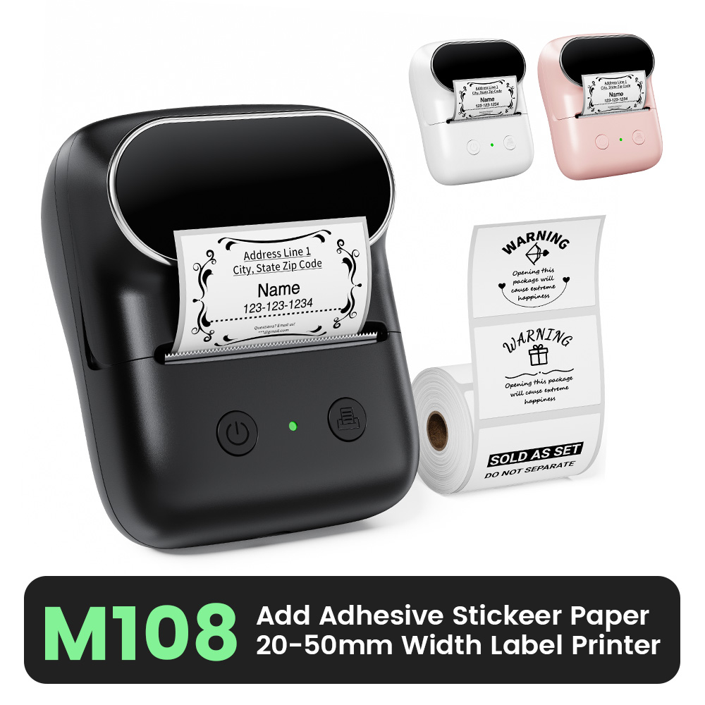 Sticker Label Template - Беспроводной Bluetooth-принтер этикеток M108, термопринтер этикеток