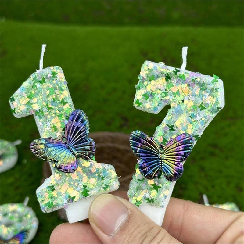 Candle Supplies Usa - 1 шт., зеленые блестки, номер 0-9,